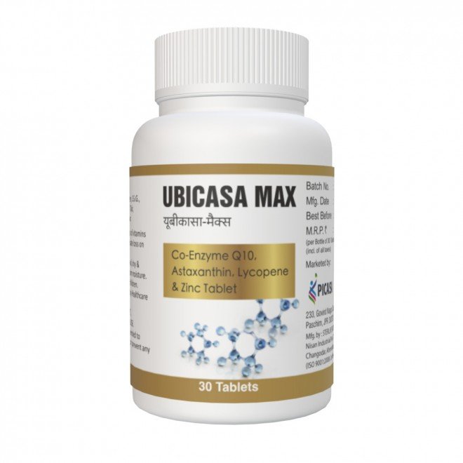 UBICASA MAX coq10 Supplement, coenzyme q10, Astaxanthin, Lycopene & Zinc Tablet